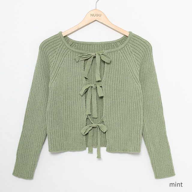 トップス double ribbon knit cardigan 2way cute ribbon cardigan | ファッション通販サイト NUGU