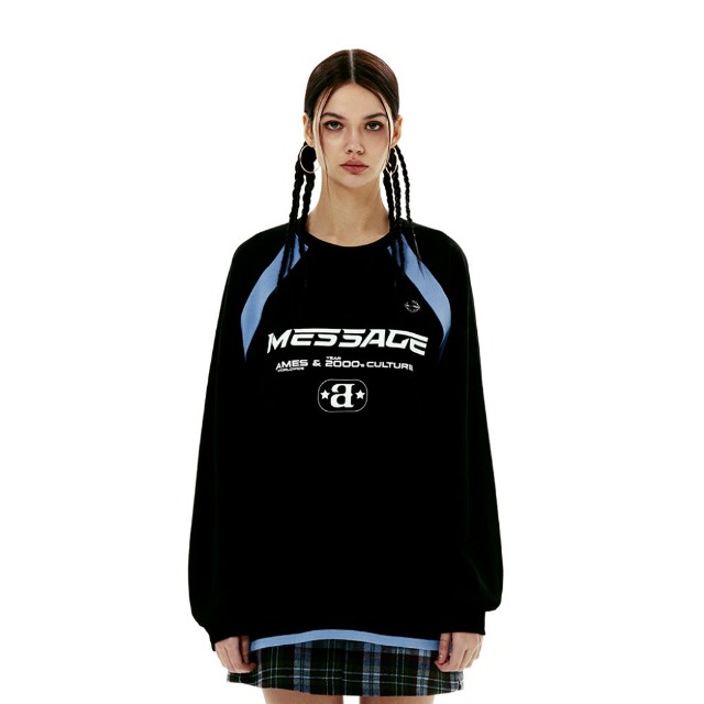 [単独最安値]MESSAGE LOGO RAGLAN LS TEE BLACK