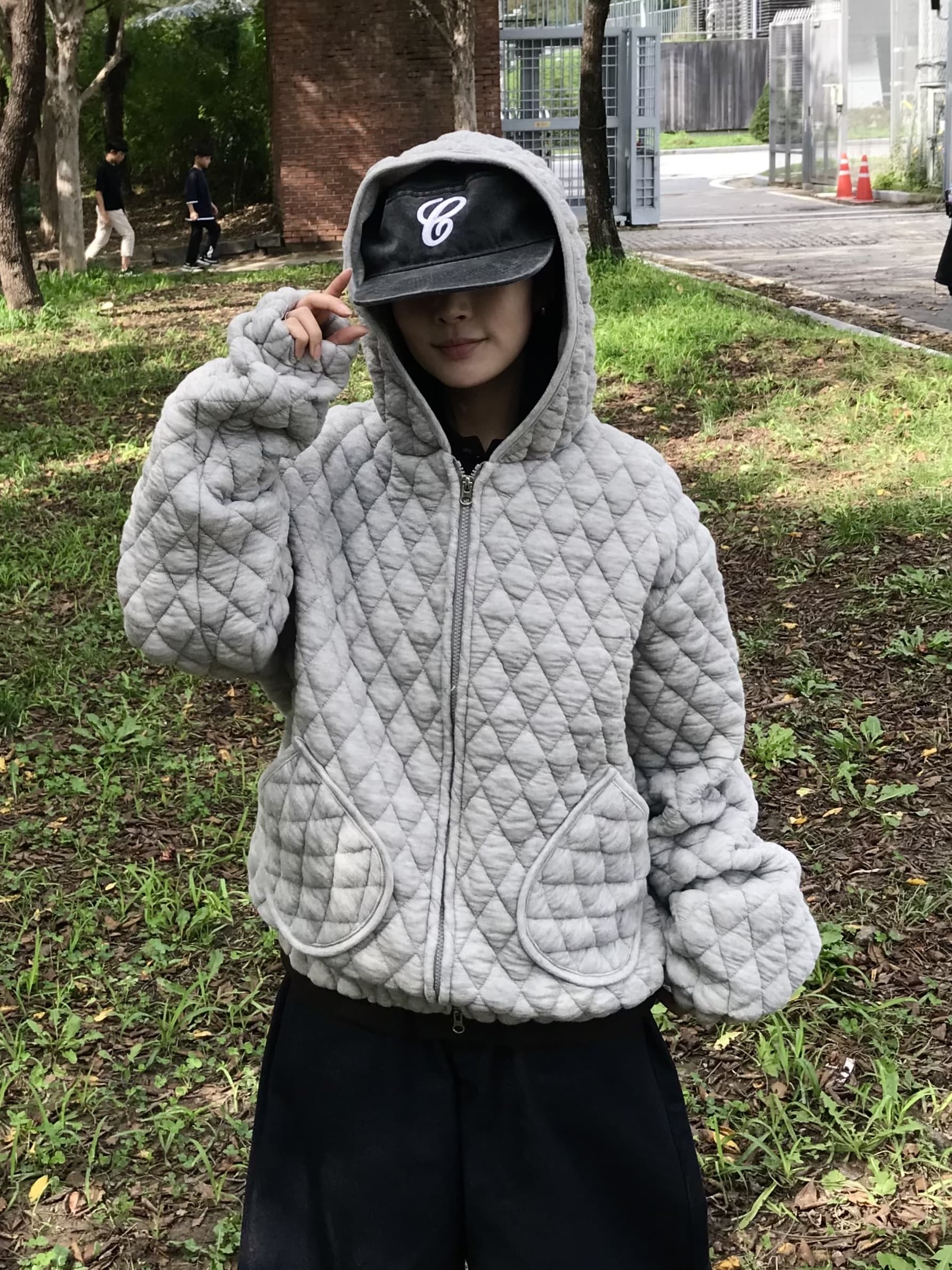 (3 color) キルティングフードブルゾン