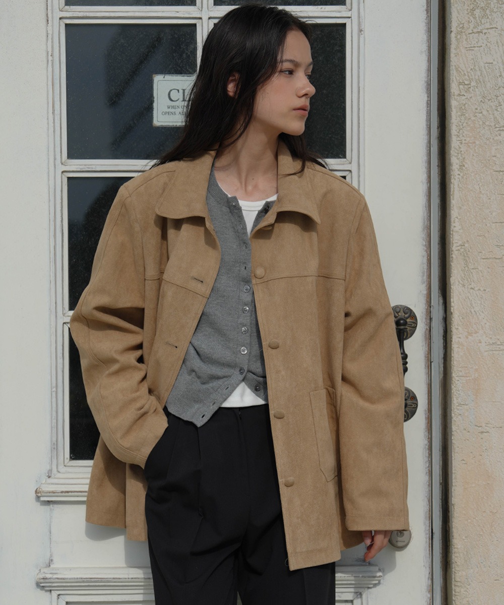 Suede Single Half Jacket [Beige]