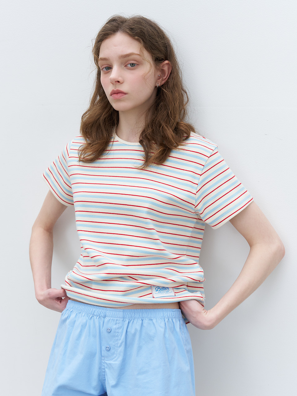 Multi stripe solid T-shirt [KNSS06TS07]_Blue