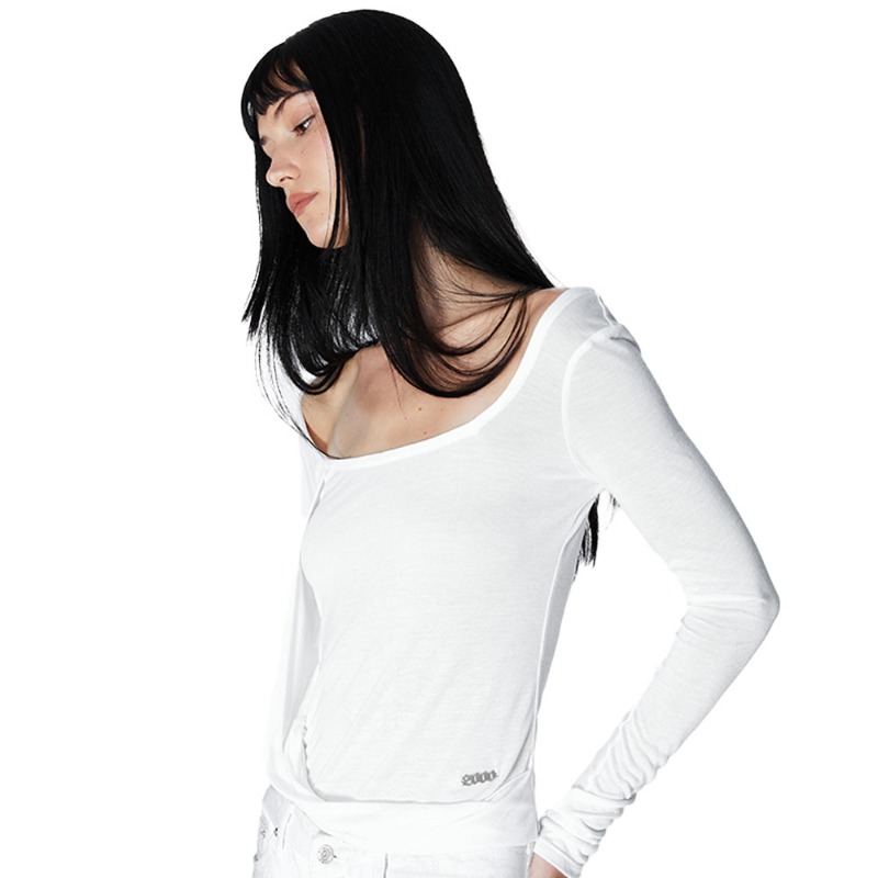 KAIA DRAPED TOP (WHITE)