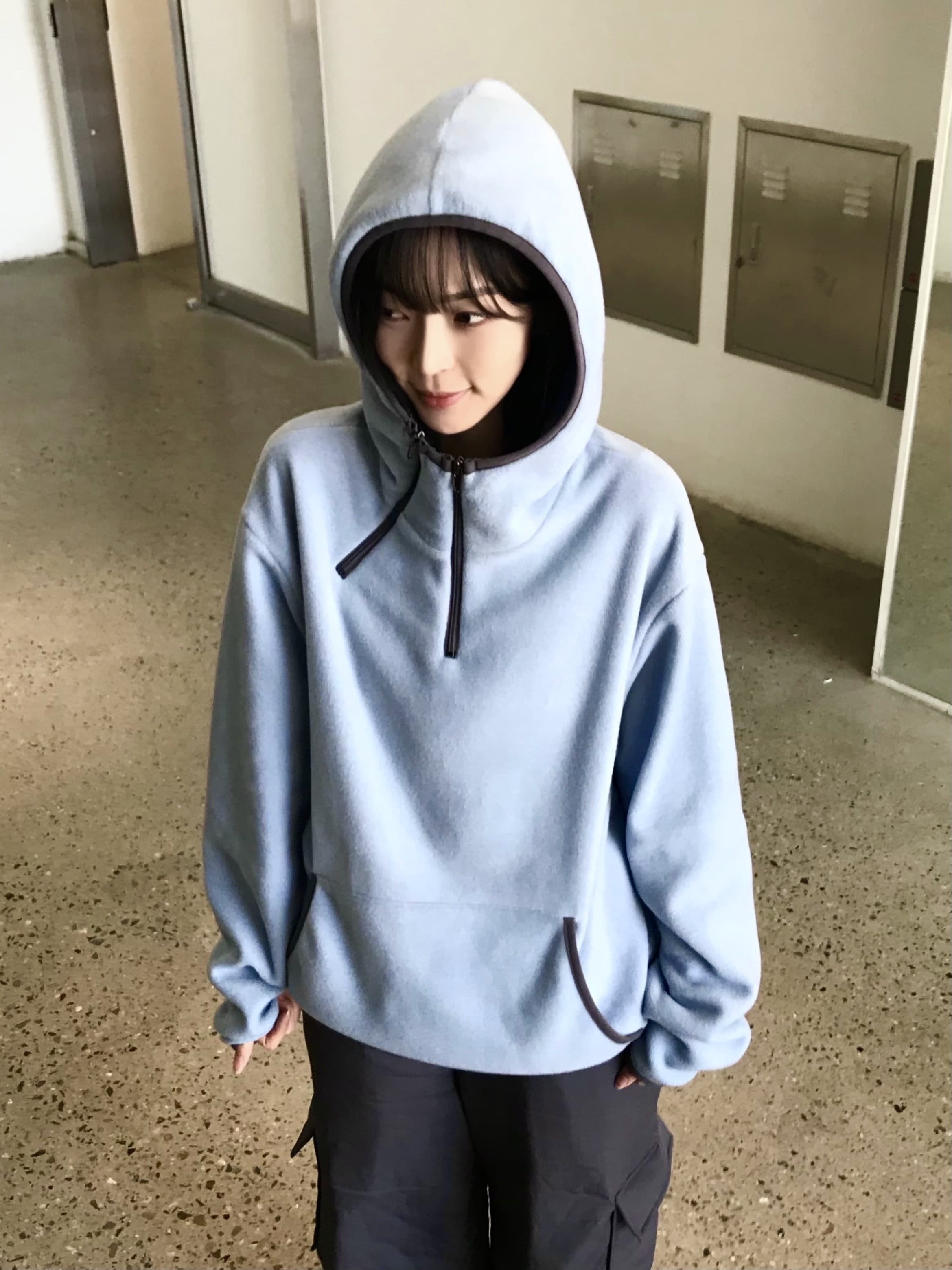 (3color)フリースハーフジップパーカー