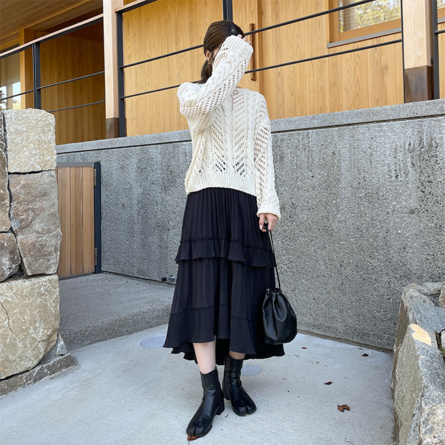 etretokyo 24SS アシンメトリーネックニットPO BK etretokyo 24SS アシンメトリーネックニットPO BK