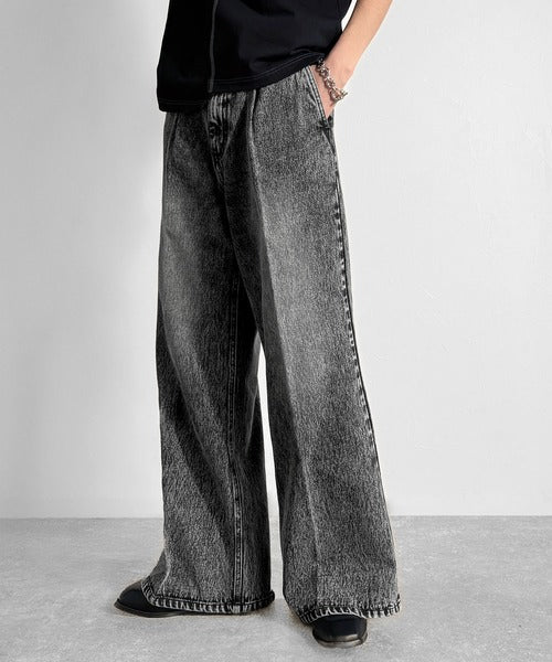 垢抜け確定。」ヴィンテージ加工フレアデニムパンツ／Vintage Washed