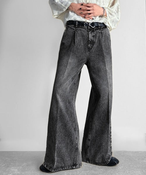 垢抜け確定。」ヴィンテージ加工フレアデニムパンツ／Vintage Washed