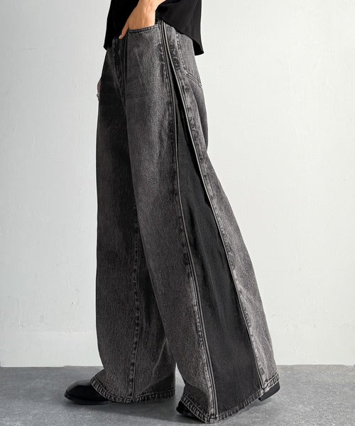 「これ1本で実質3本分の価値。」サイドジップ使いヴィンテージ加工デニムパンツ／Vintage Washed Side-Zip Denim co1150002