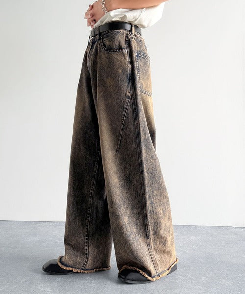 ずるっとこなれ感。」ヴィンテージ加工ワイド3Dカーブデニムパンツ