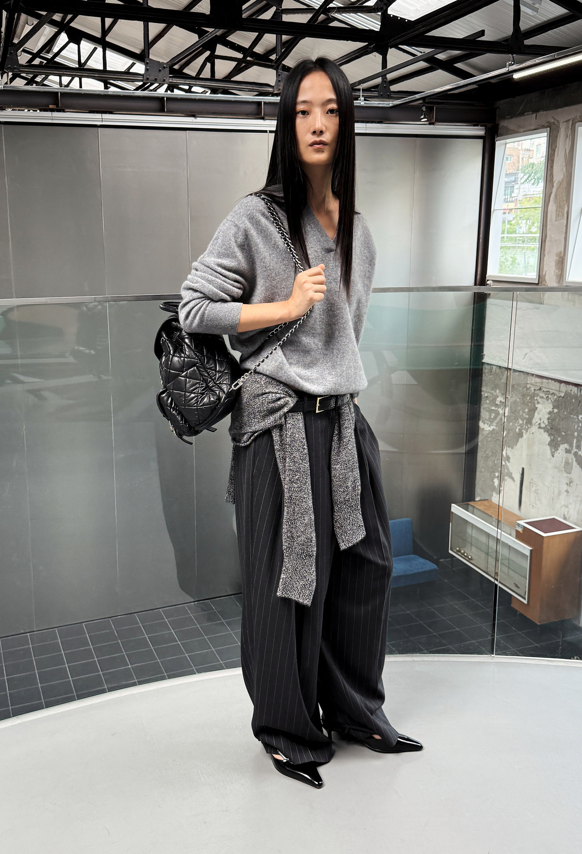 Cashmere 100% Piqué Knit - Gray