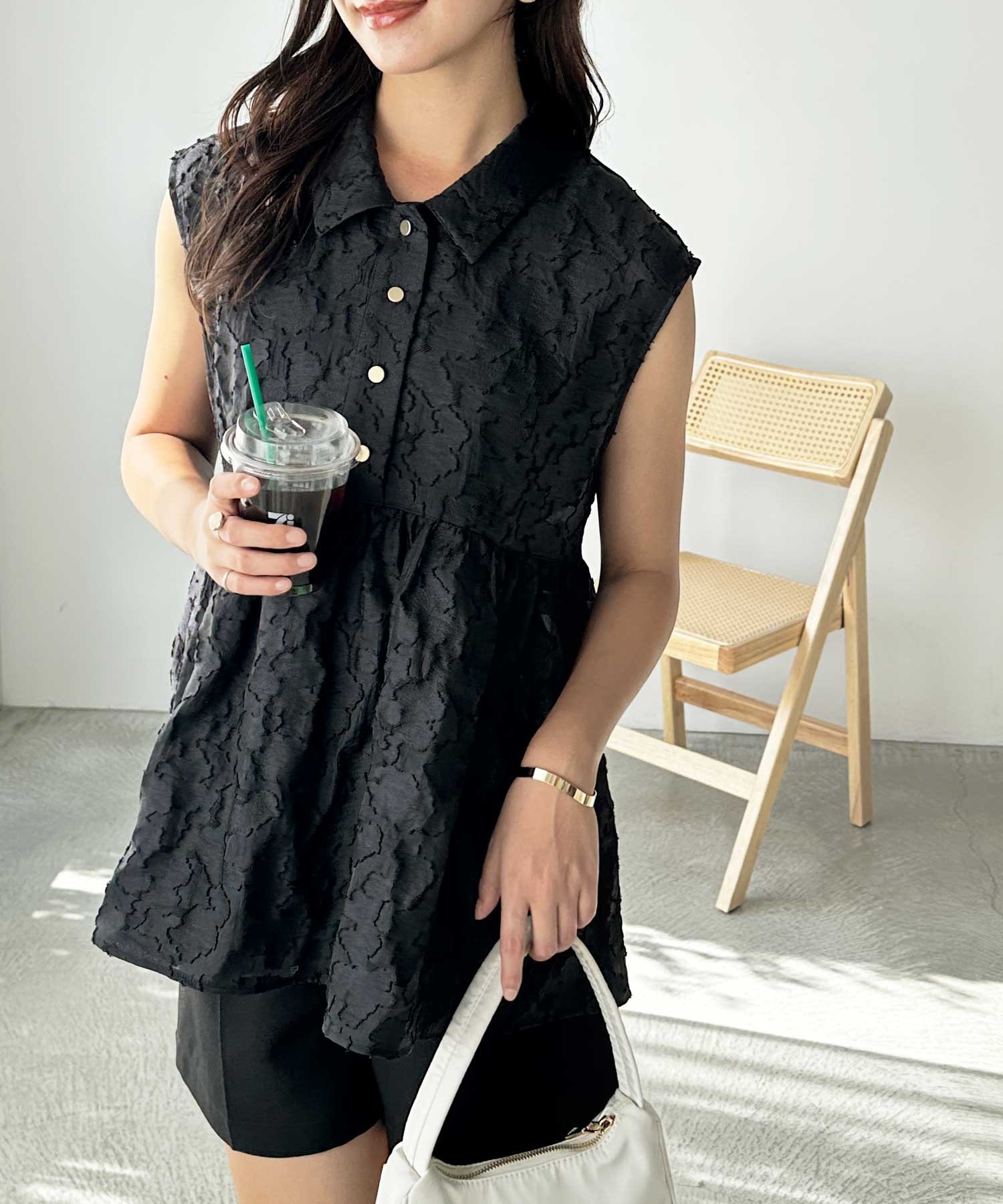 アンミヌ　シアーレースチュニックブラウス（BLACK） アンミヌ シアーレースチュニックブラウス（BLACK）の通販 by