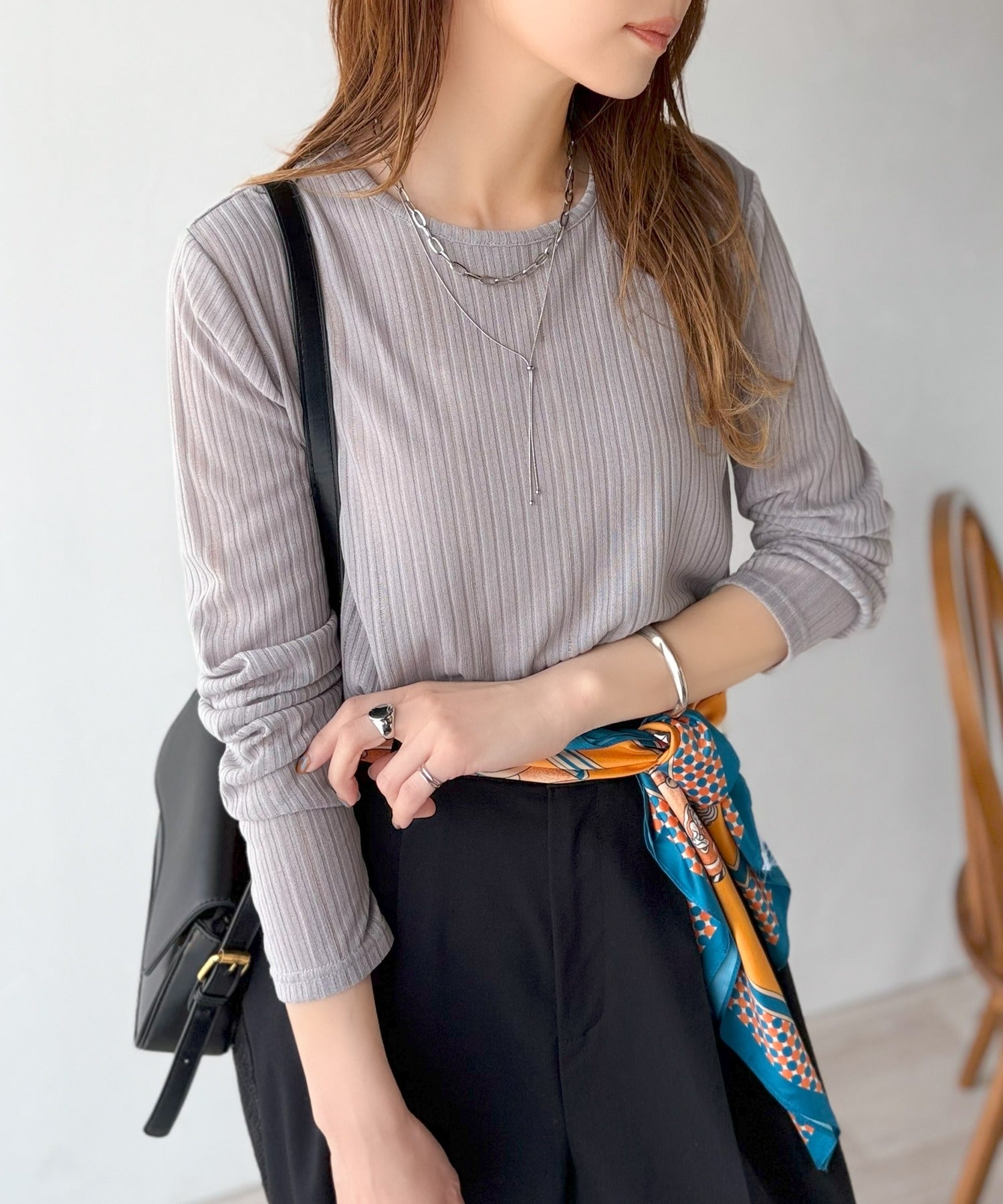 トップス graphic pleats tops sayo×クラシカルエルフコラボ》透けるたびに、細見え。ストライプ