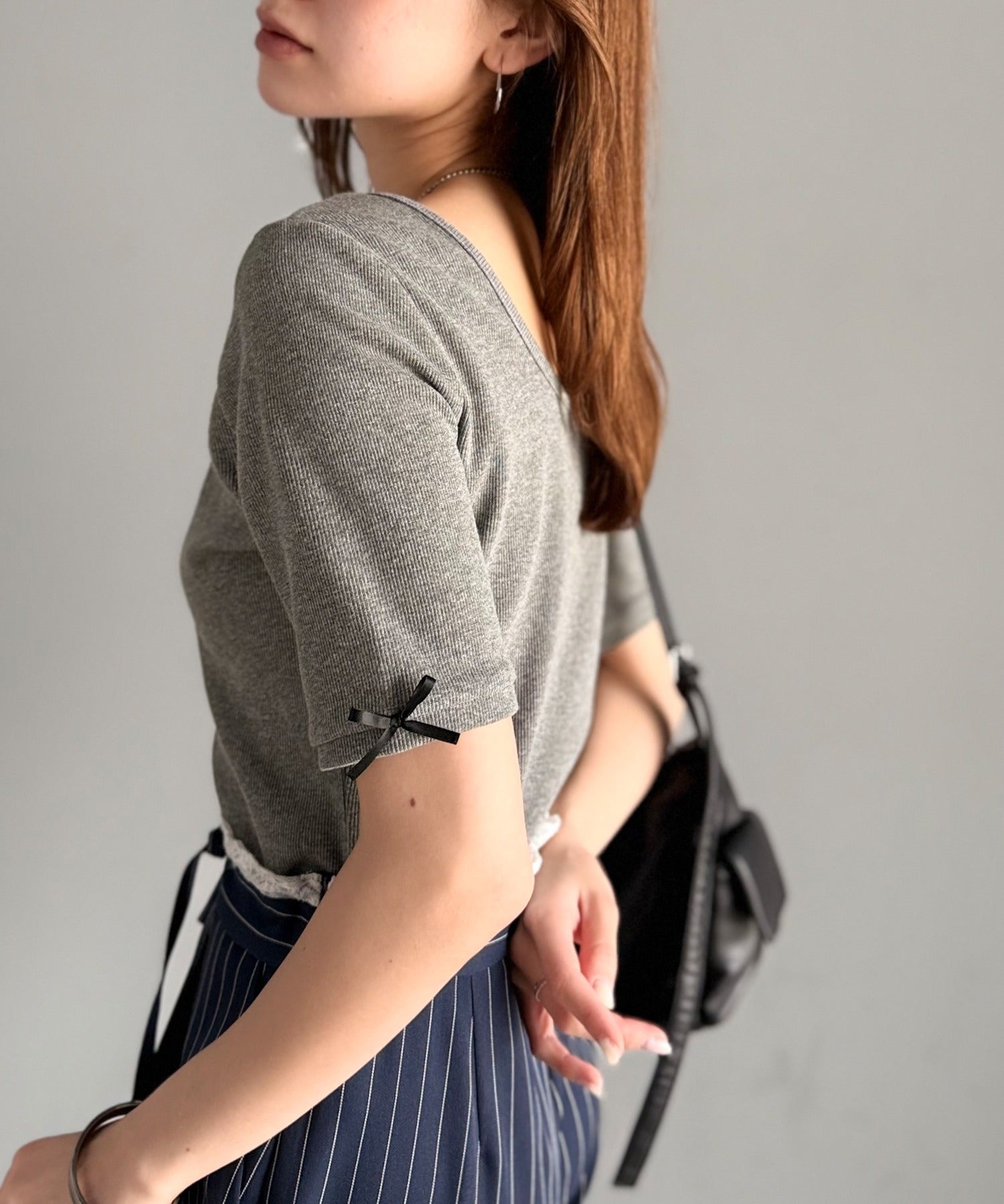 Aya＊上下セット＊トップス＊半袖カットソー＊襟元ひらひらフリル 可愛い×ギャザースカート＊フレアスカート＊ウエストゴム＊エレガント 《AYA×クラシカルエルフコラボ》フレンチガーリー☆ショート