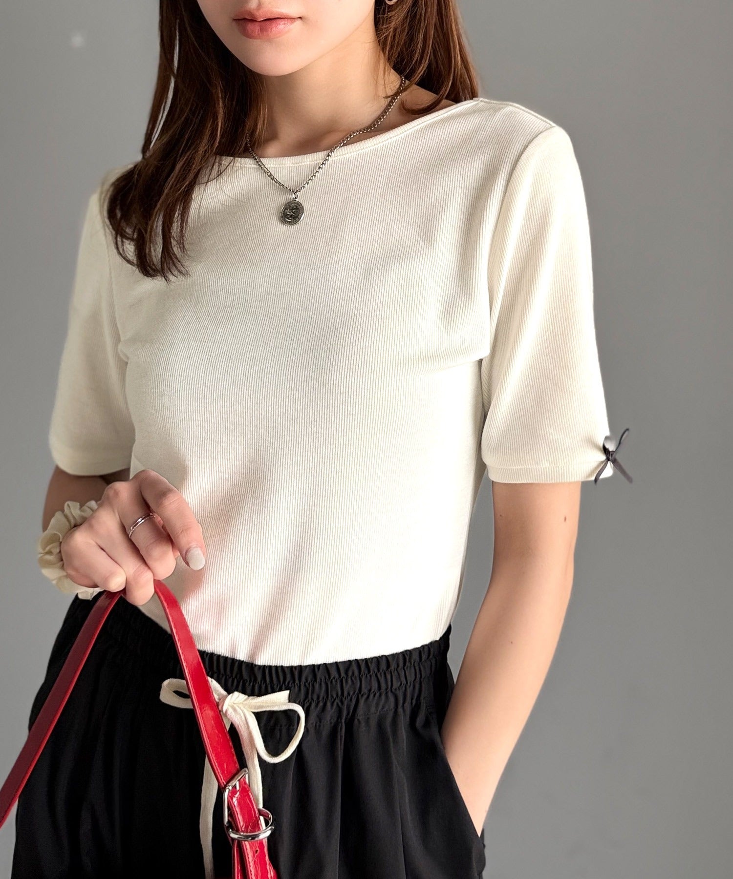 Aya＊上下セット＊トップス＊半袖カットソー＊襟元ひらひらフリル 可愛い×ギャザースカート＊フレアスカート＊ウエストゴム＊エレガント 《AYA×クラシカルエルフコラボ》フレンチガーリー☆ショート