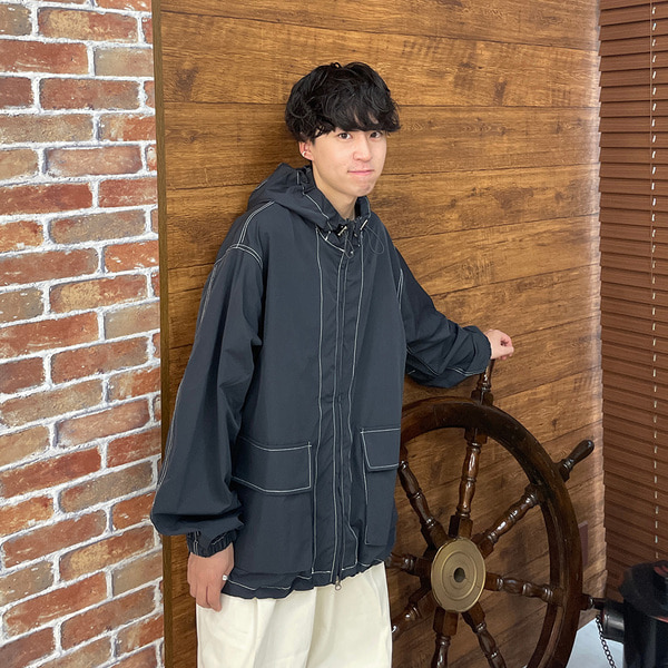 ステッチフードウインドブレーカー | ファッション通販サイト NUGU