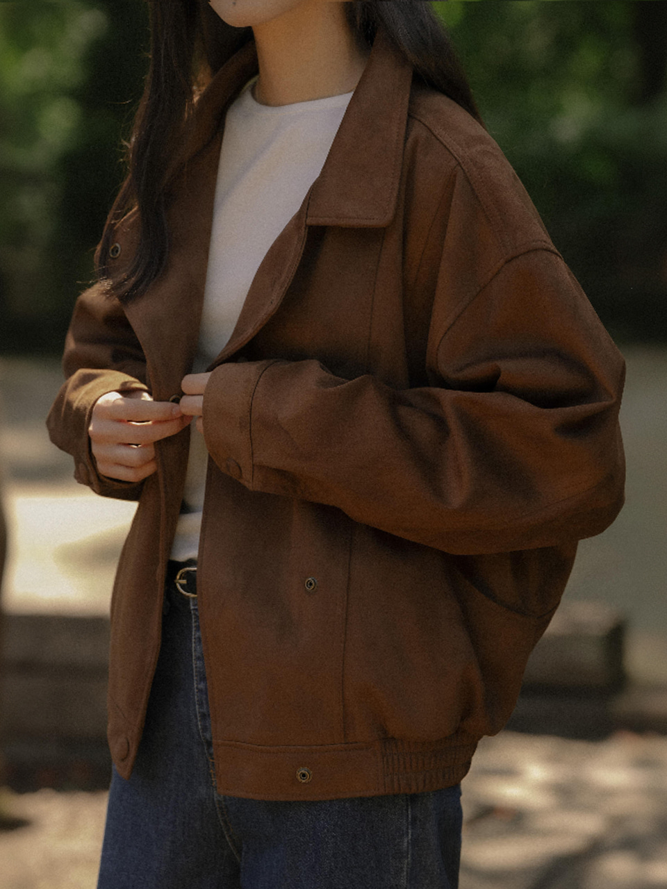 Washed Leather Bomber Jacket Brown | ファッション通販サイト NUGU