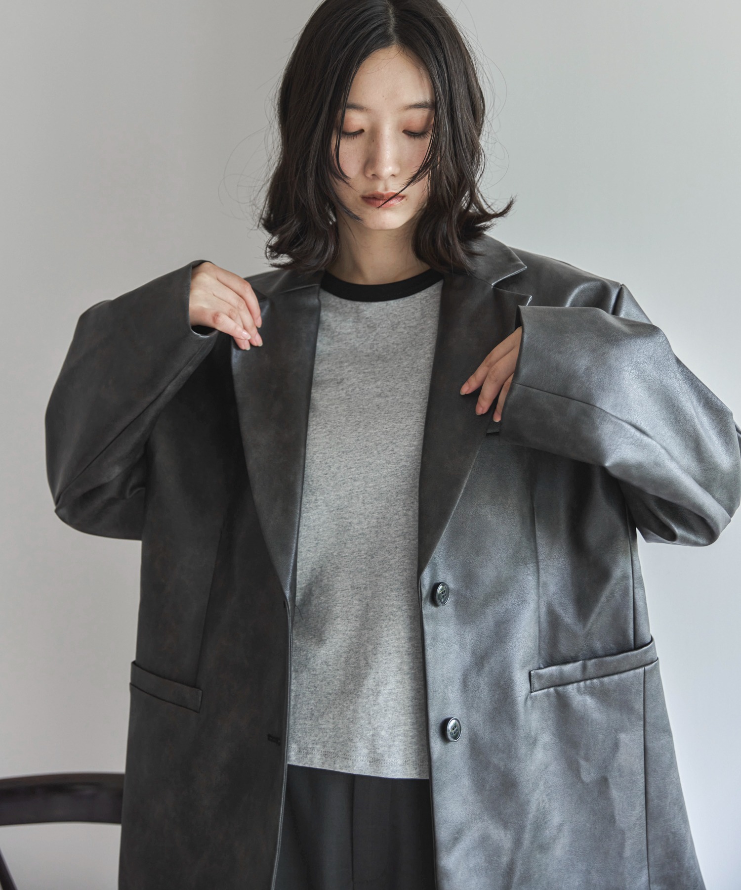 René テーラードジャケット Rene（ルネ） ストライプ柄テーラードジャケット 9 ブラウン