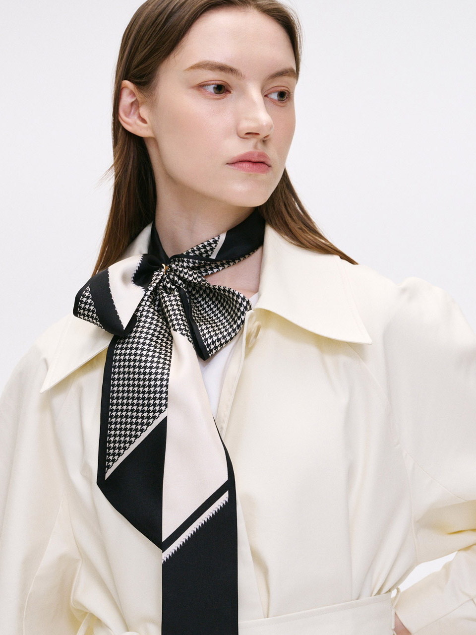 購入特典】Long Twilly Silk Scarf - Houndstooth Black