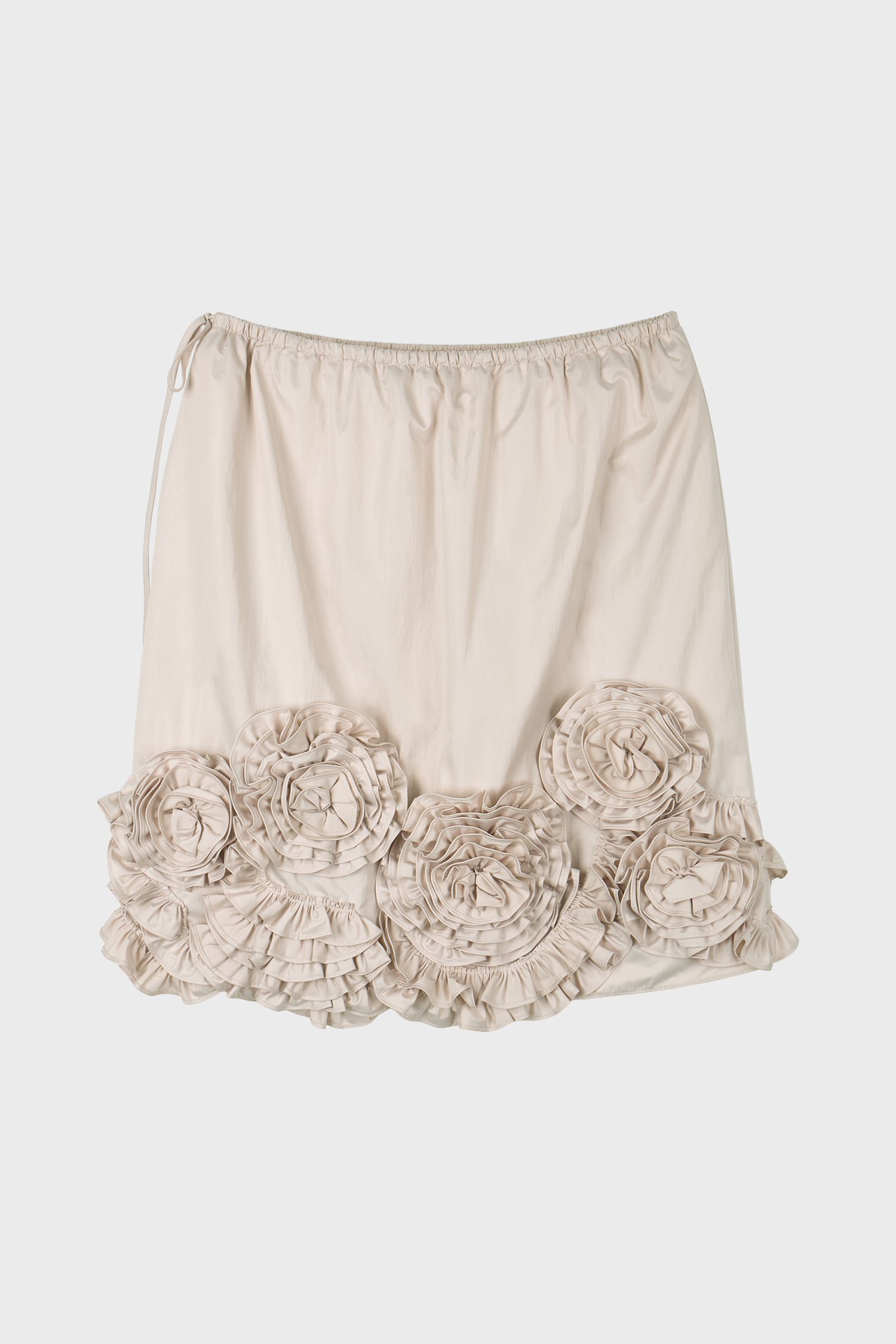 Rose Frill Midi Skirt (Light Beige)