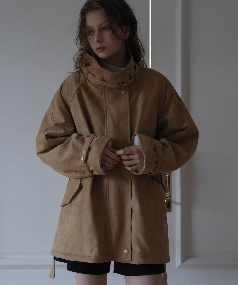 Fur Lined Suede Jacket [Beige]