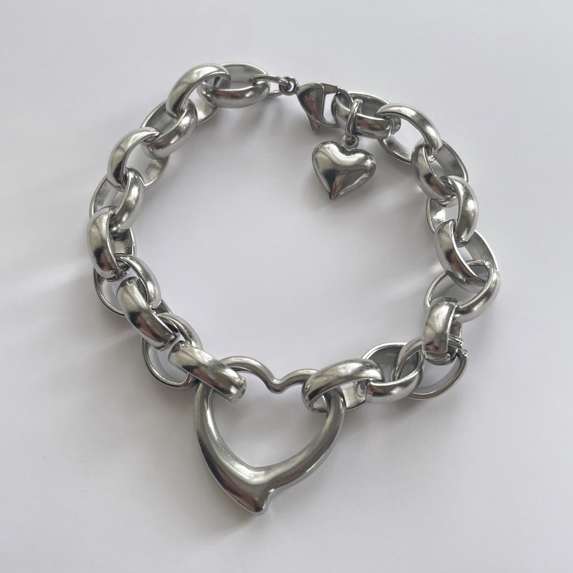オープンハートステンレスブレスレット