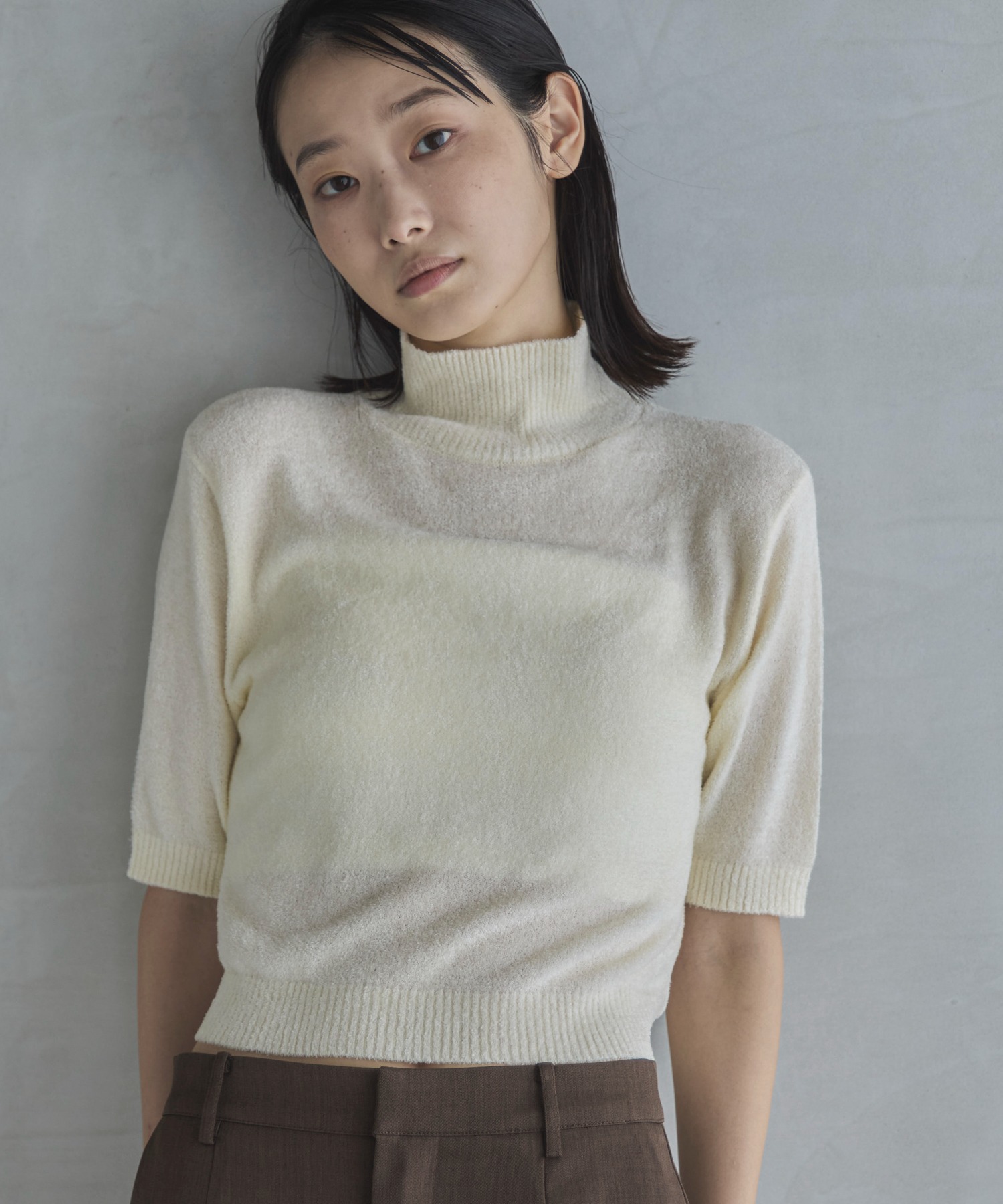 ハンドウォッシャブル】ベロアモールハイネックニット | ファッション