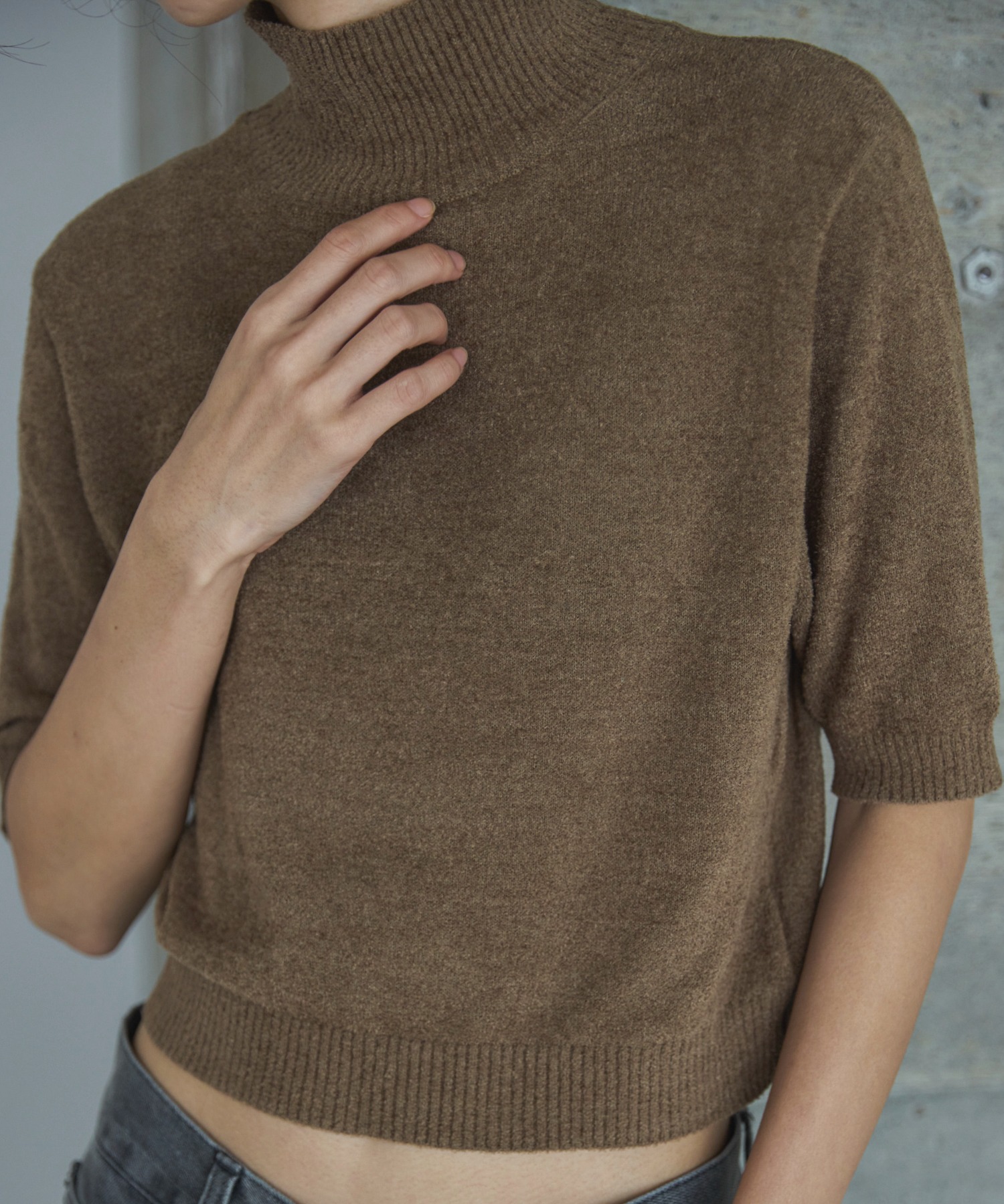 ハンドウォッシャブル】ベロアモールハイネックニット | ファッション