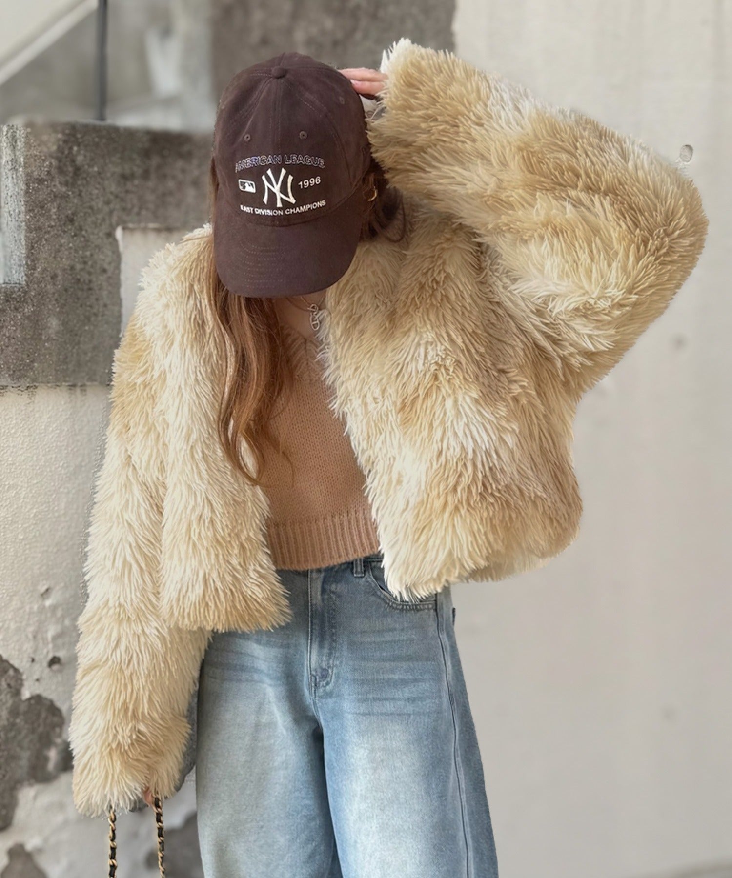 AYA×クラシカルエルフコラボ》品なノーカラーショートファーコート