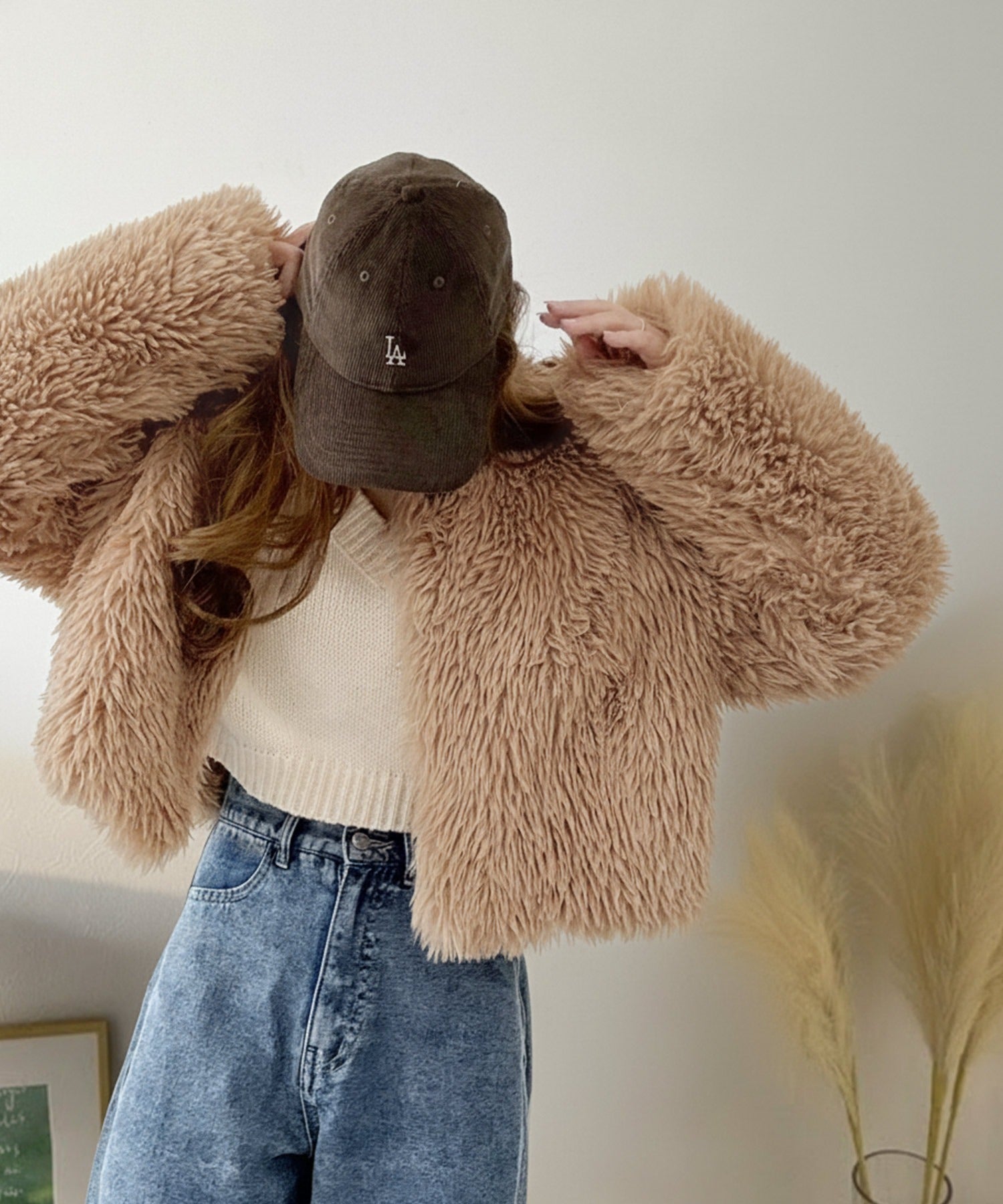 AYA×クラシカルエルフコラボ》品なノーカラーショートファーコート