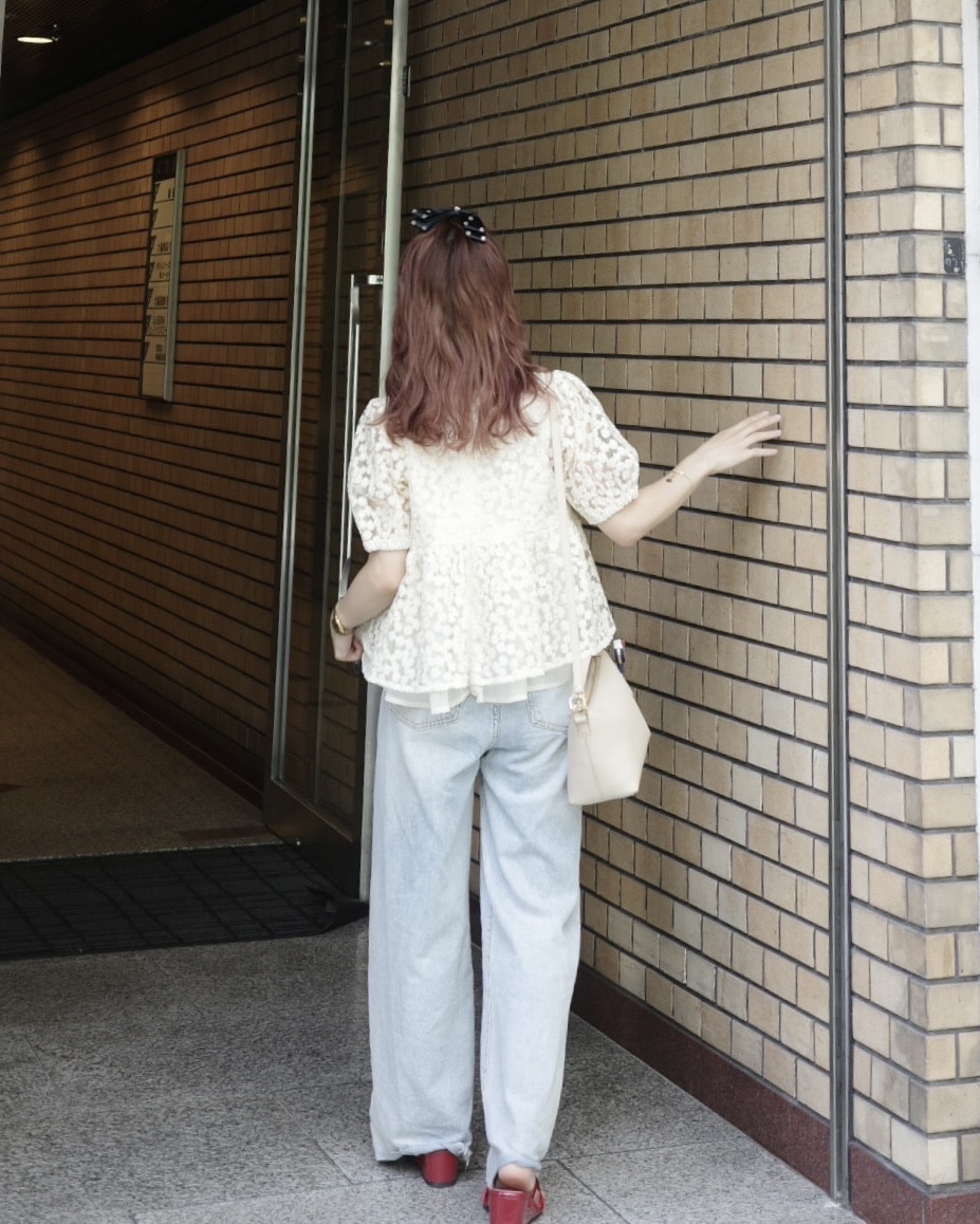 ペプラムトップス カットジョーゼットドッキングペプラムトップス【洗濯機可