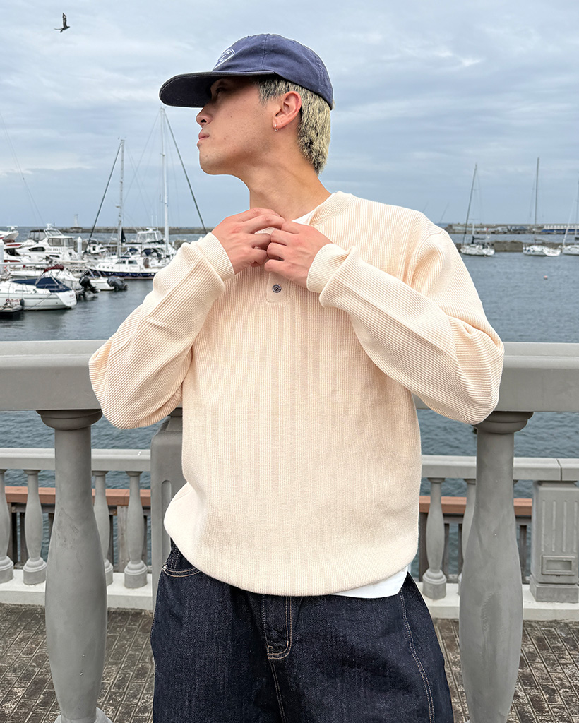 YĒLÈVĒ ベージュ ヘンリーネックニット ヘンリーネックニット | ファッション通販サイト NUGU