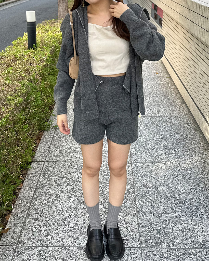 ダブルジップパーカー＆ショートパンツセット | ファッション通販