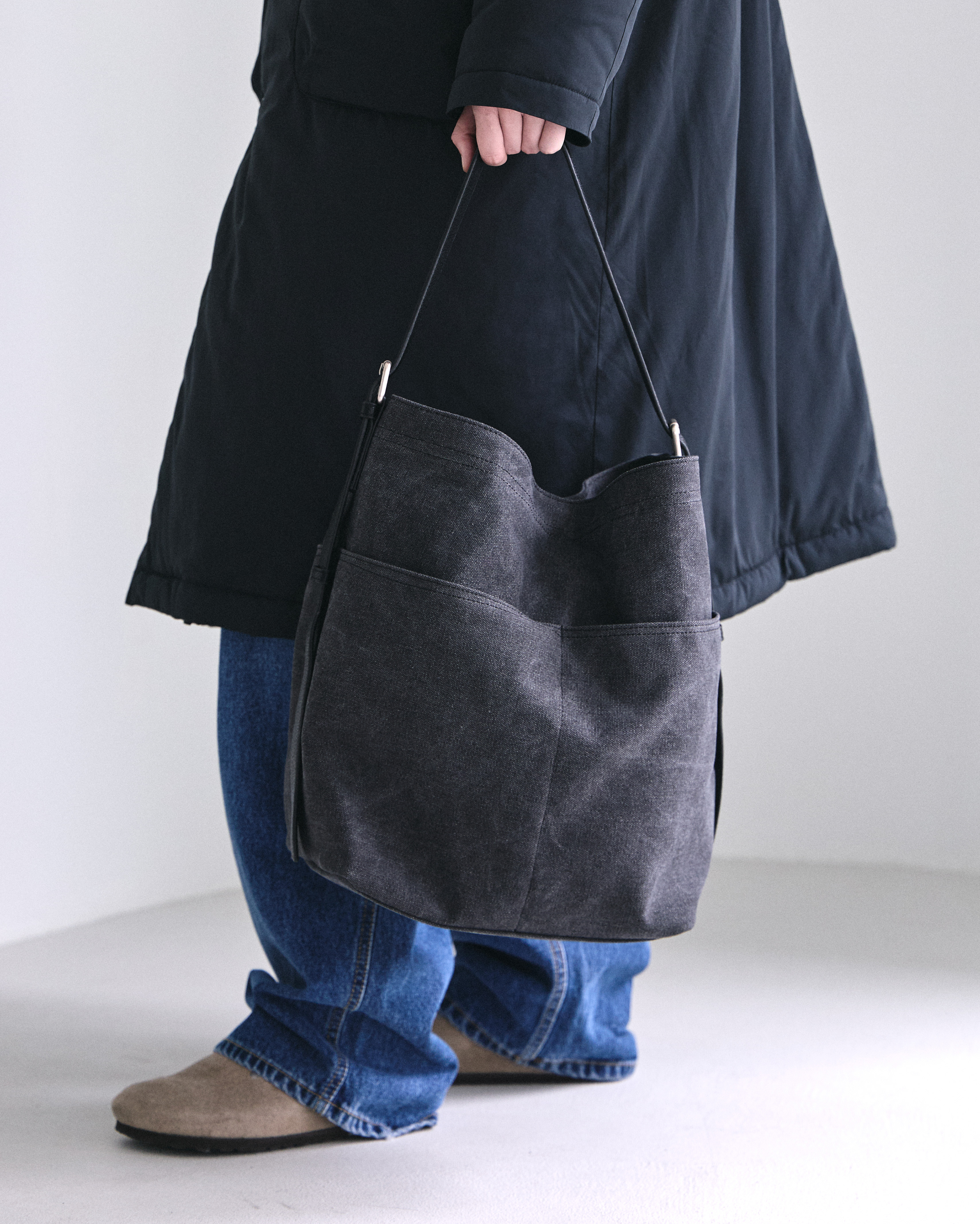 ORIGINAL) ウォッシュキャンバスショルダーバッグ (washing gray