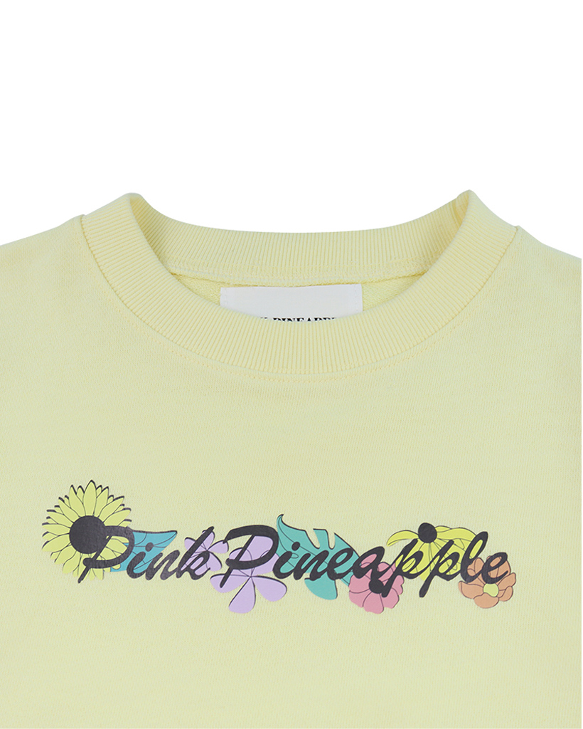 FLOWER LETTERING SWEAT SHIRT_YELLOW | ファッション通販サイト NUGU