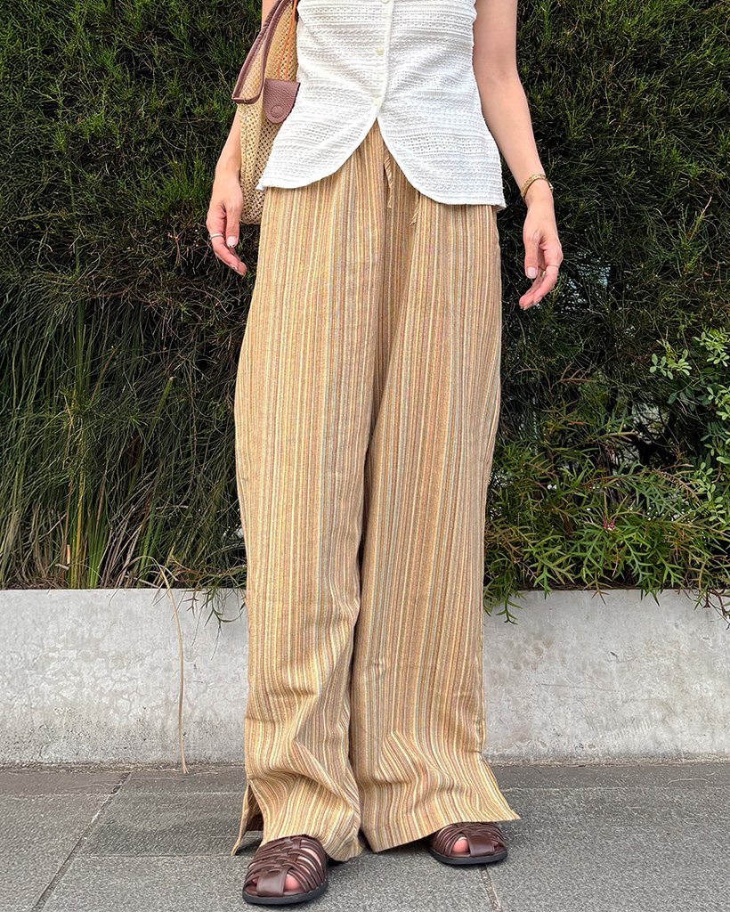 ストライプウエストゴムパンツ