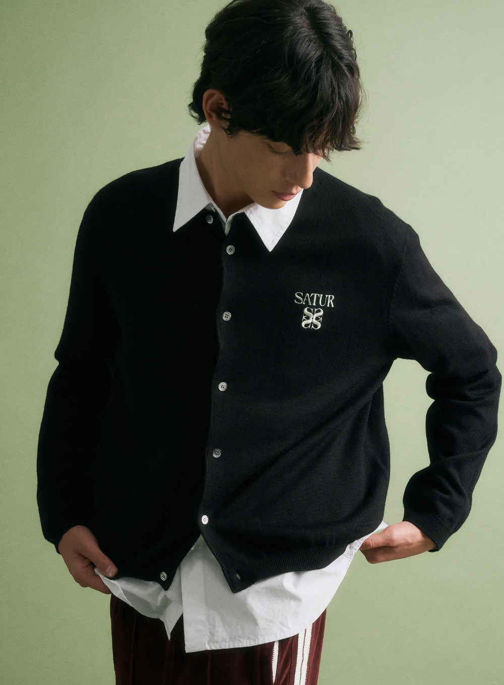 Basic Crew Neck Fine Cardigan - Black | ファッション通販サイト NUGU