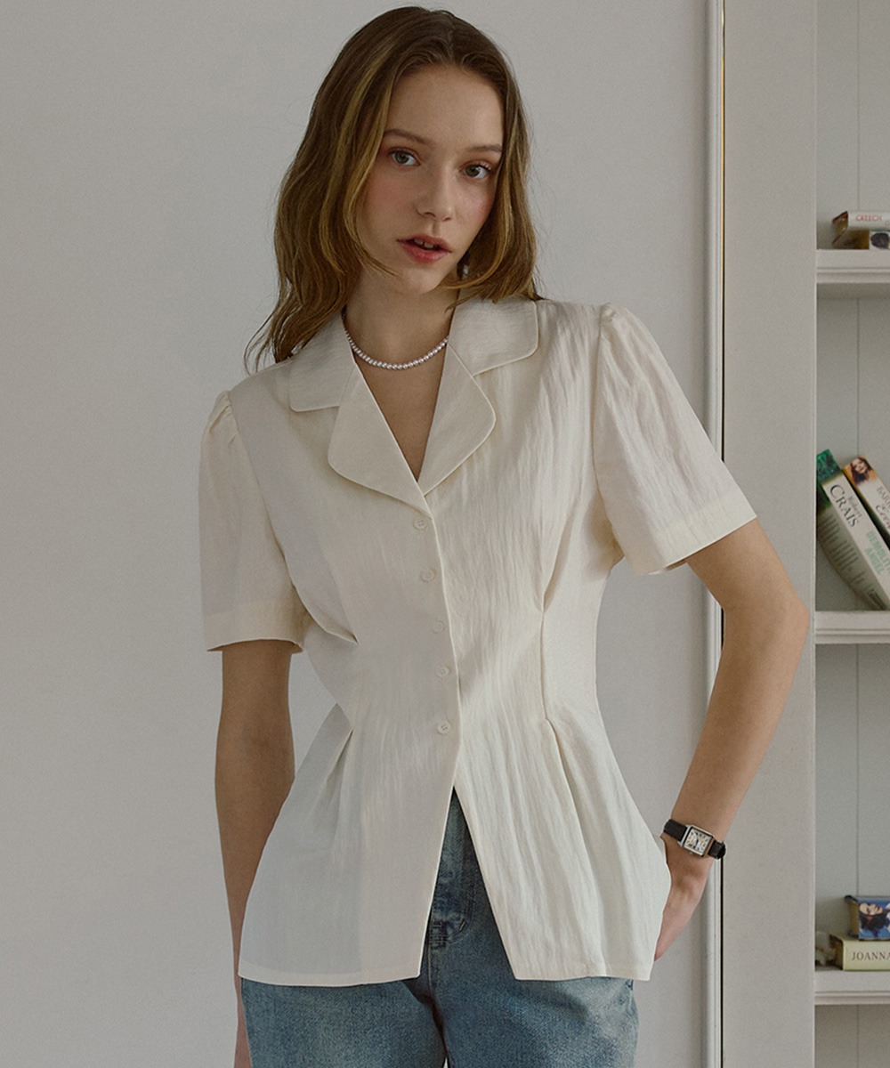 Classic Open Collar Blouse [Ivory]