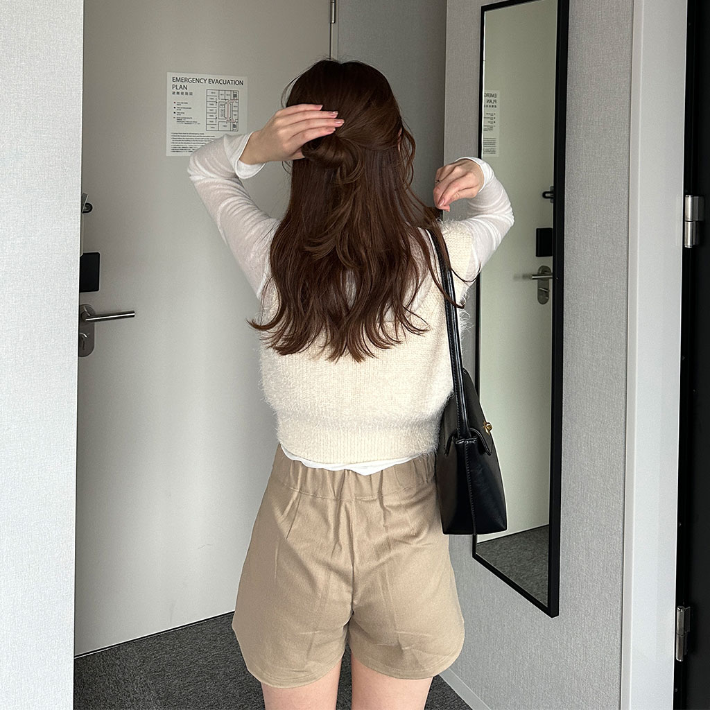 ロゴ入りショートパンツ ベージュ×ネイビー California General Store（California General Store）の