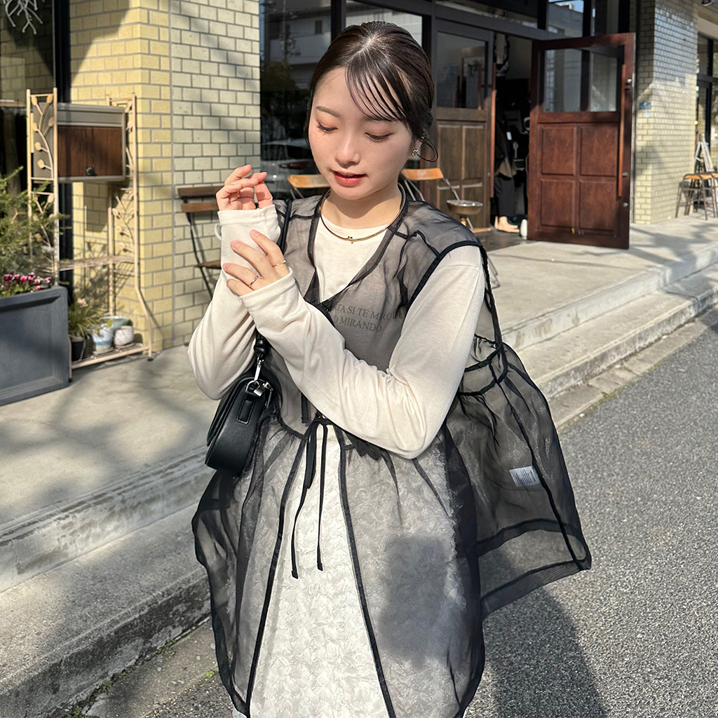 シースルーレイヤードリボンベスト | ファッション通販サイト NUGU