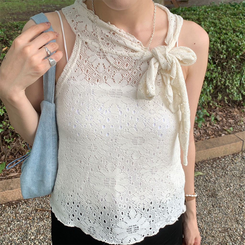 Mサイズ　レースホルターネック　トップス tops】ホルターネックレーストップス2色 JF6285 | BeautyYouStyle