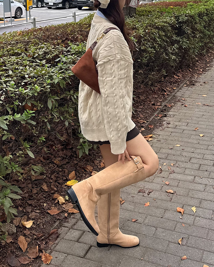 ベルトポイントスエードロングブーツ | ファッション通販サイト NUGU