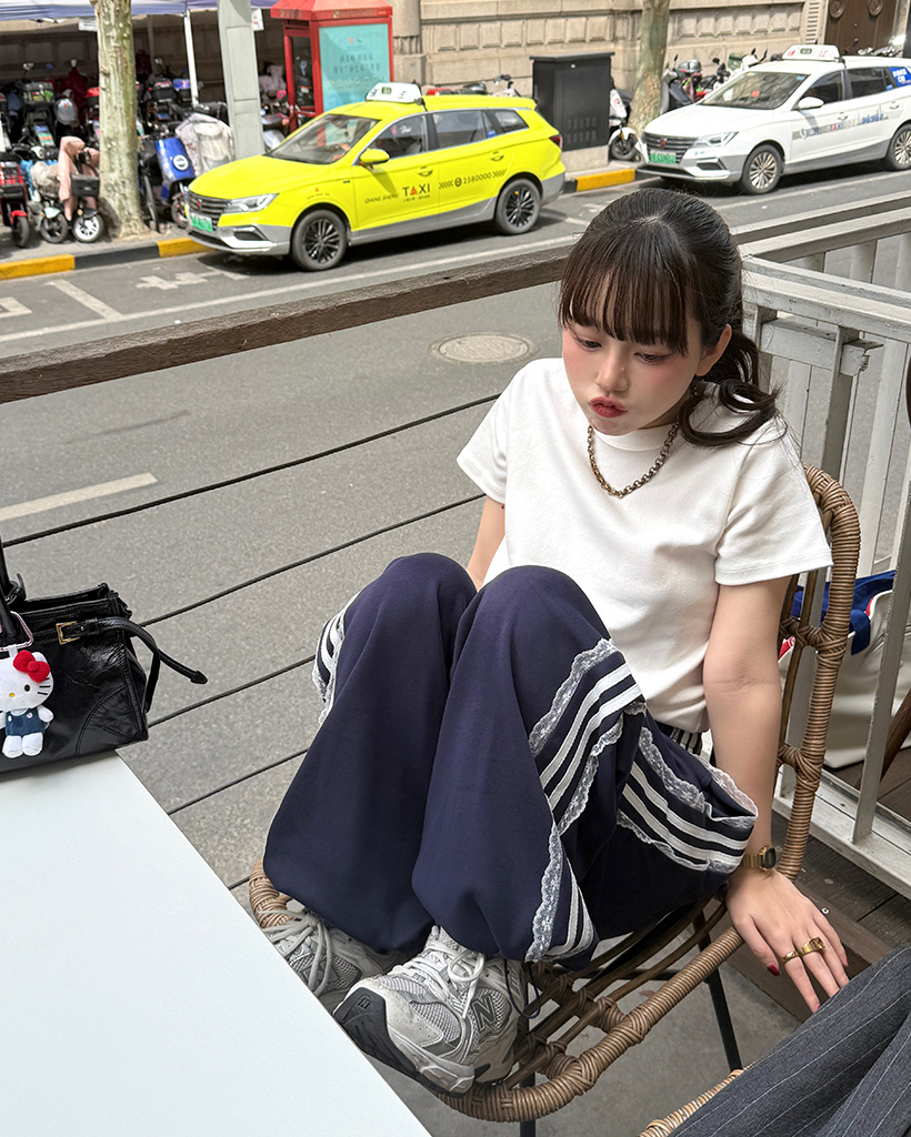 スウェットパンツ レースライン ストレートレッグ ルーズ ラフ セール】レースラインスウェットパンツ / lace line sweat pants