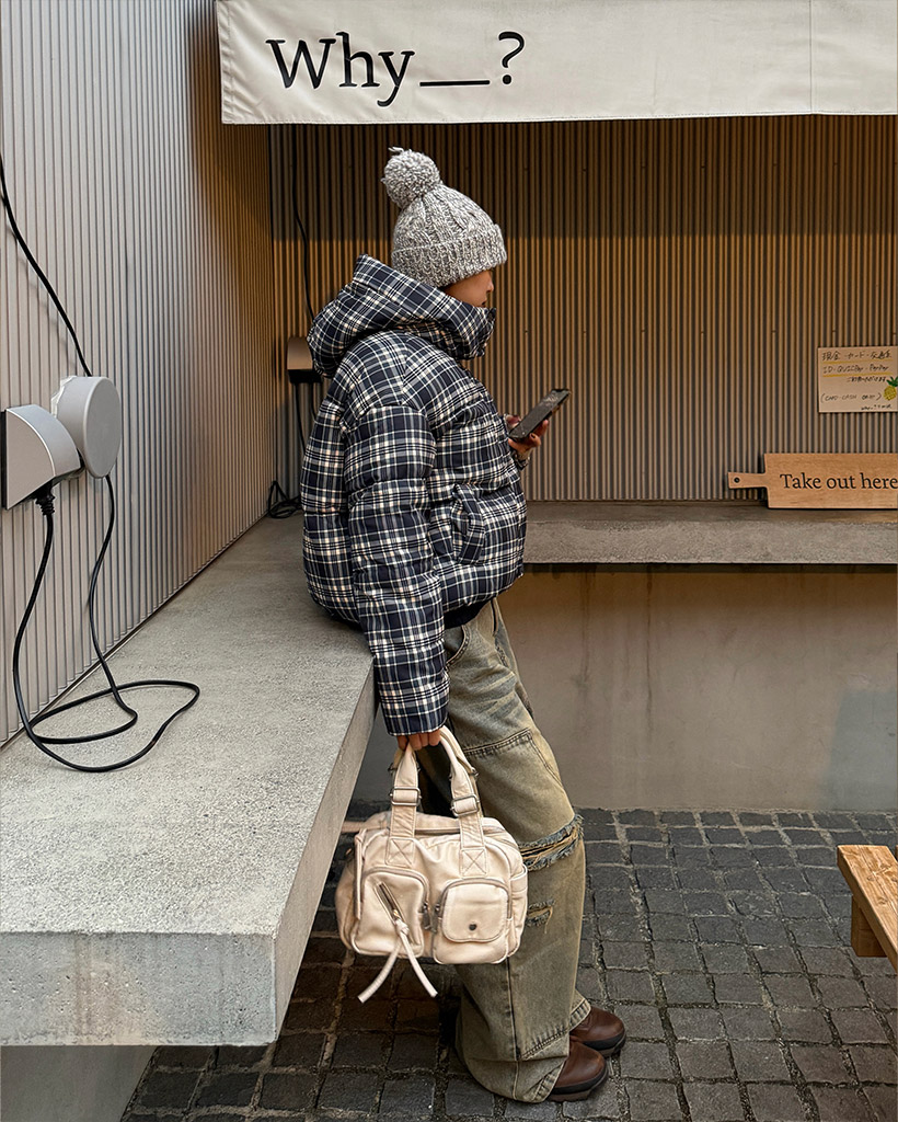 チェック フードダウンジャケット | ファッション通販サイト NUGU