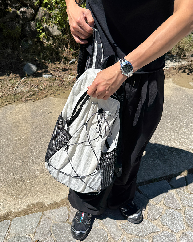 メッシュポケットドローストリングバックパック | ファッション