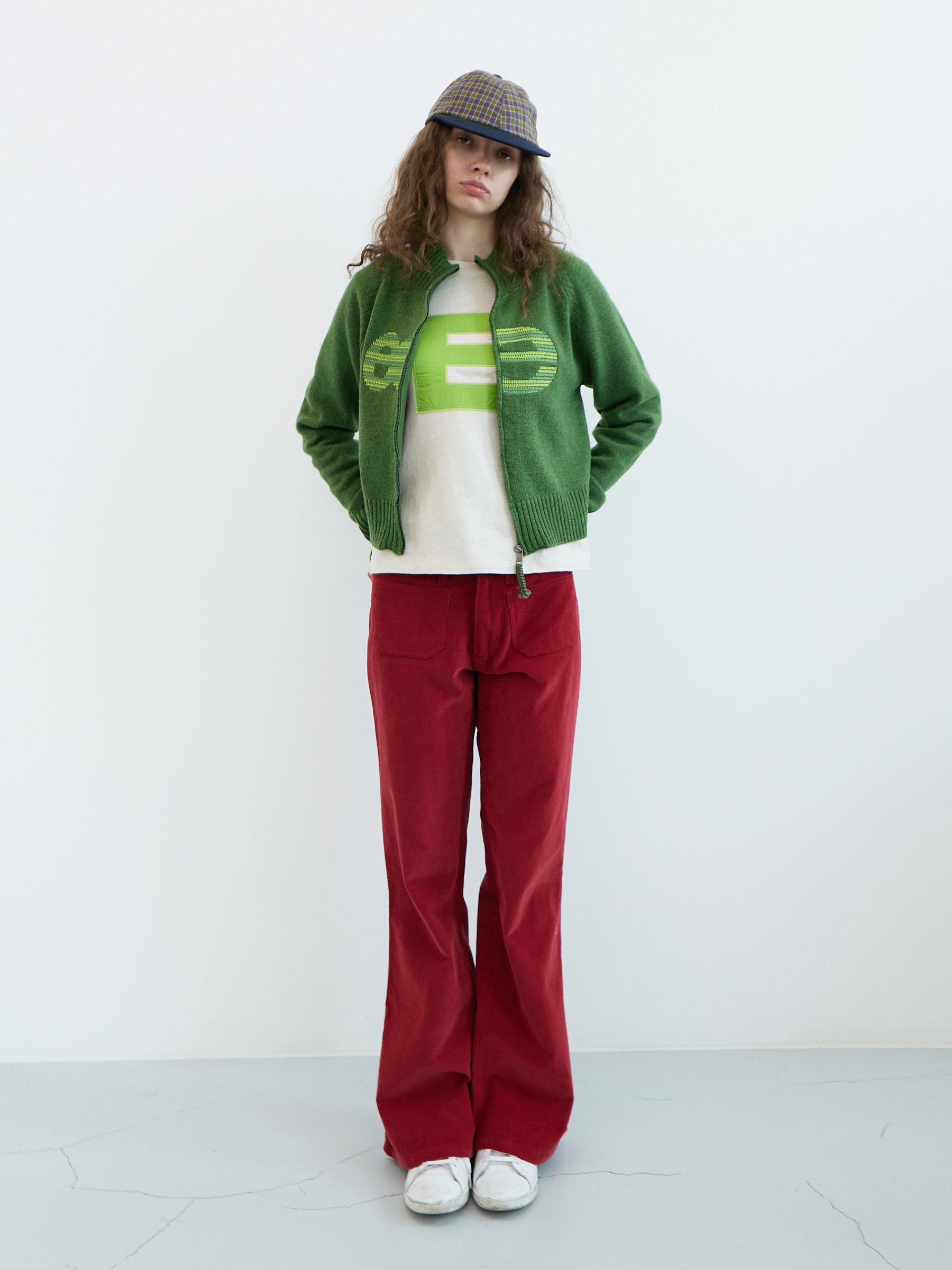 Needle Logo High-neck Zip-up (Green) | ファッション通販