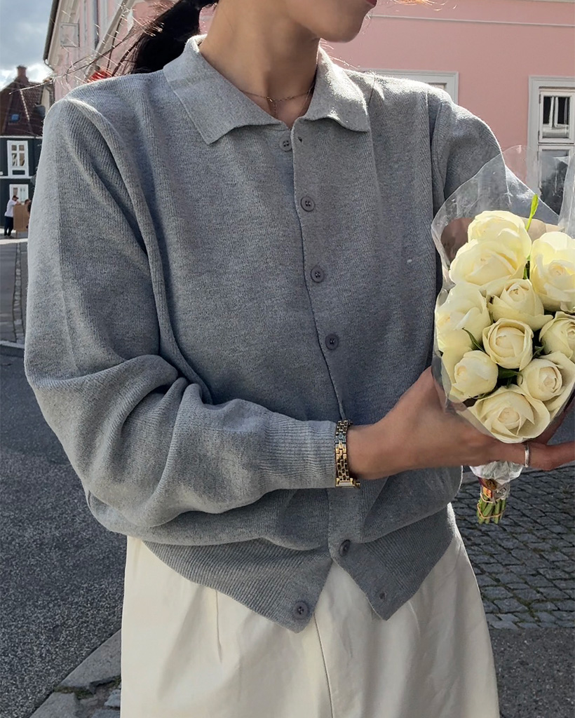 襟付き ニット カーディガン | ファッション通販サイト NUGU