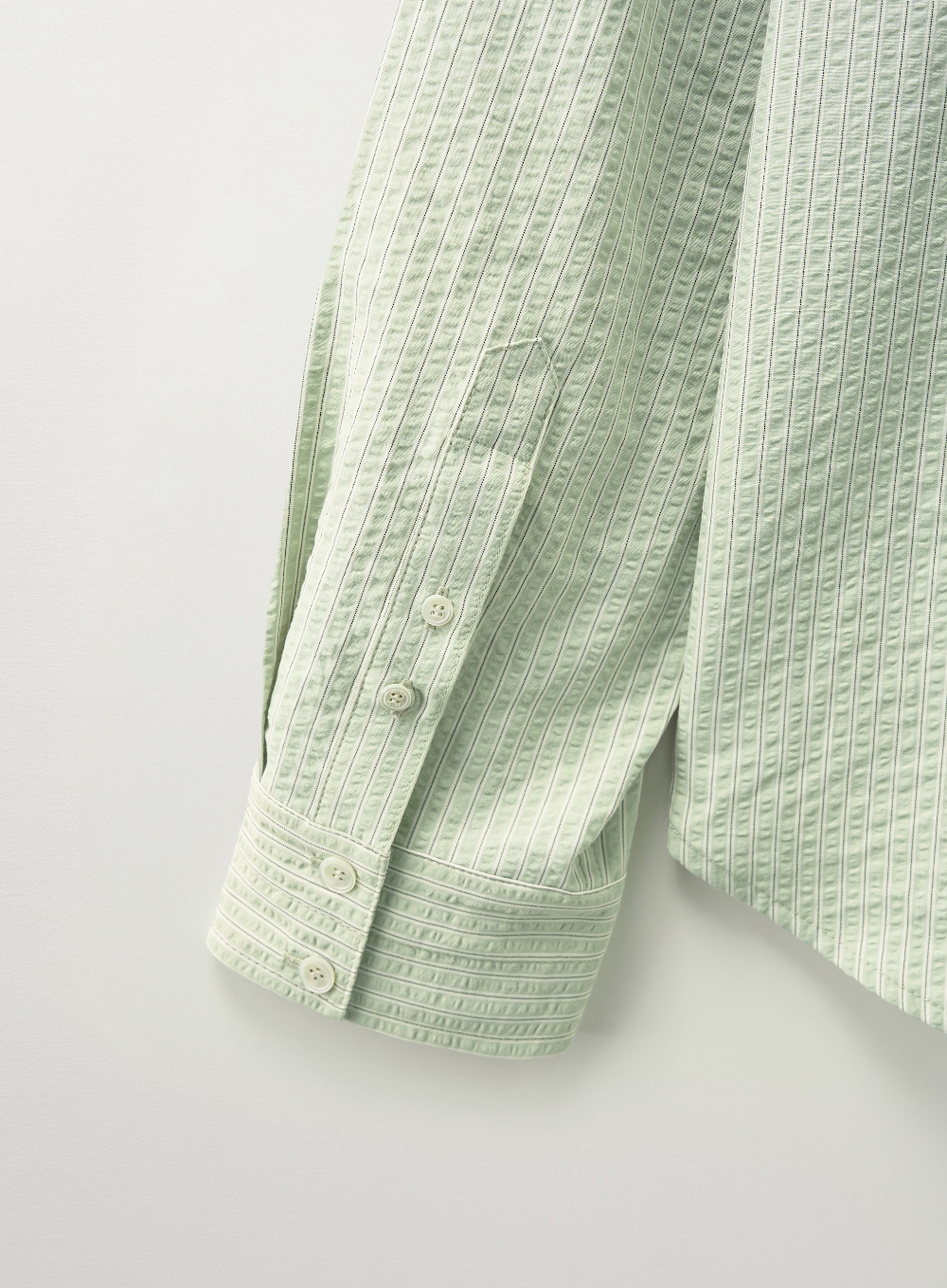 Seersucker Basic Pocket Shirt - Green | ファッション通販
