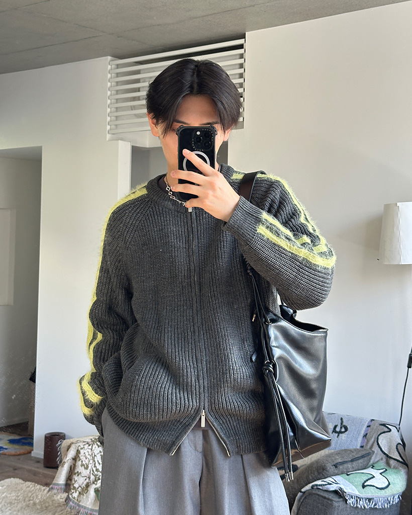 スリーブラインダブルジップニット | ファッション通販サイト NUGU