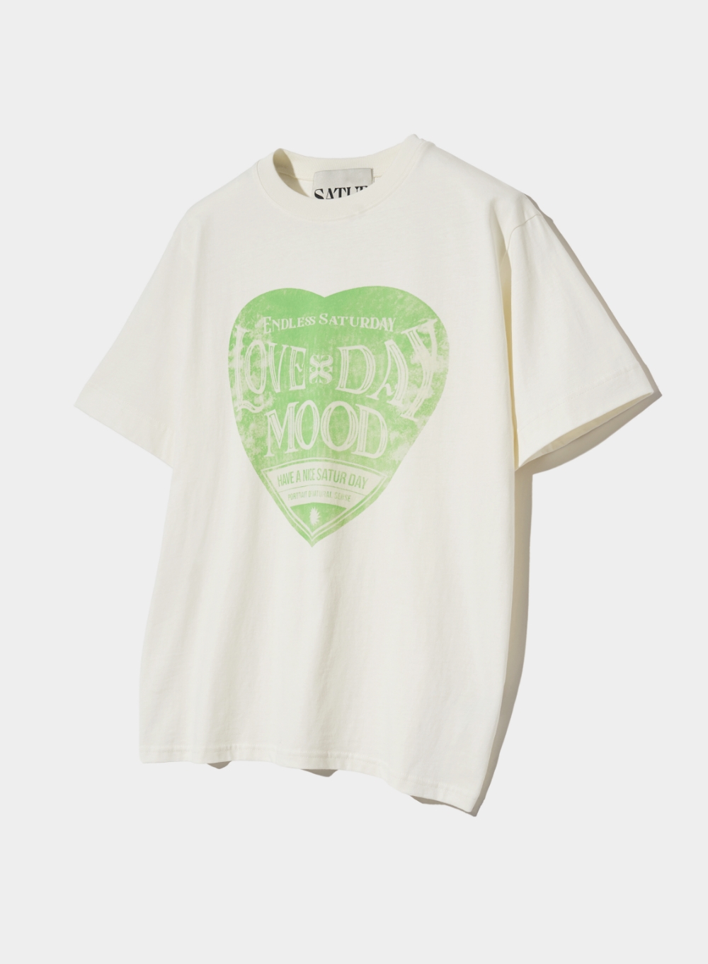 Saturday Retro Mood Graphic T-Shirt - Cream Green