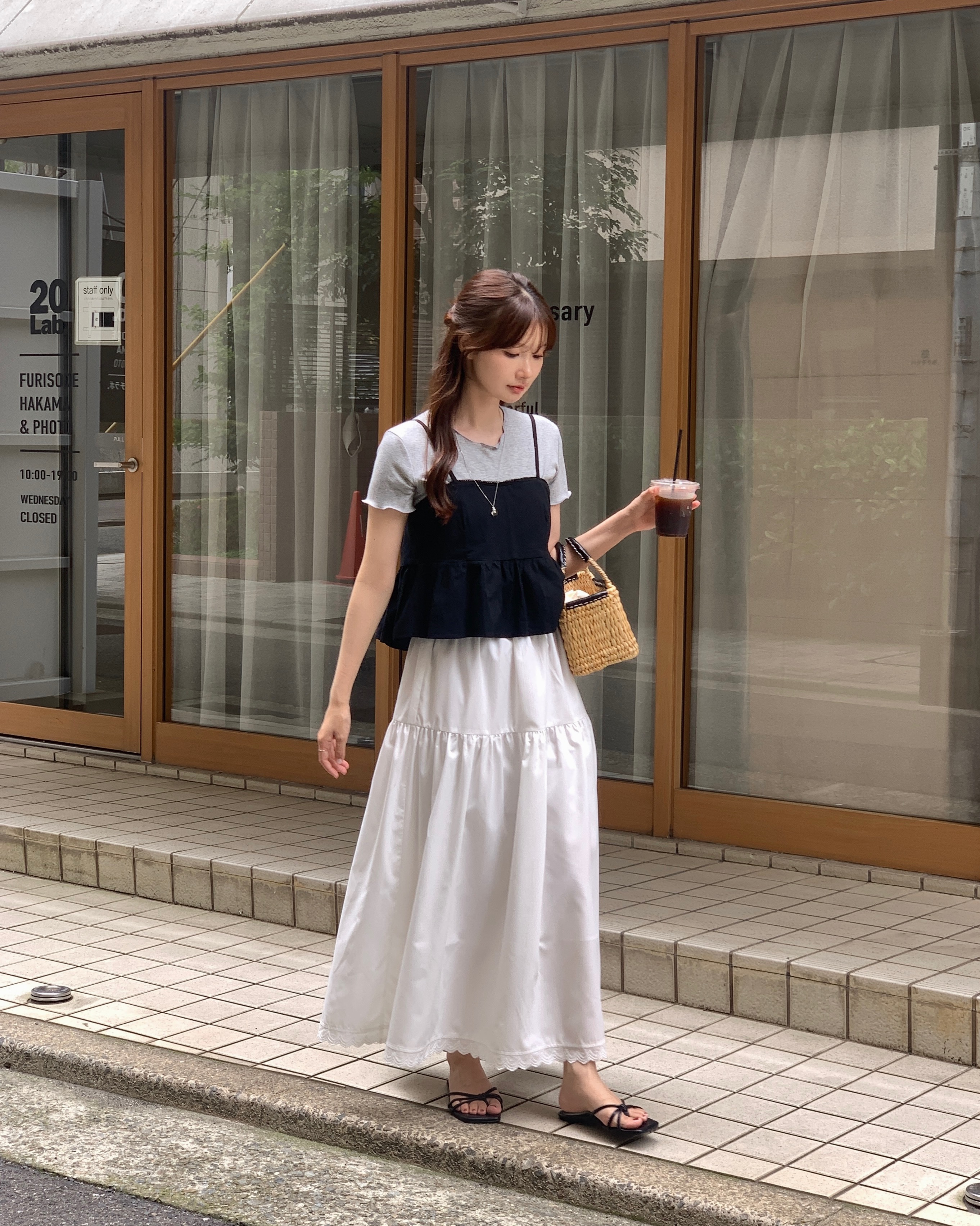 (7月上旬 順次発送) ティアードフリルロングスカート