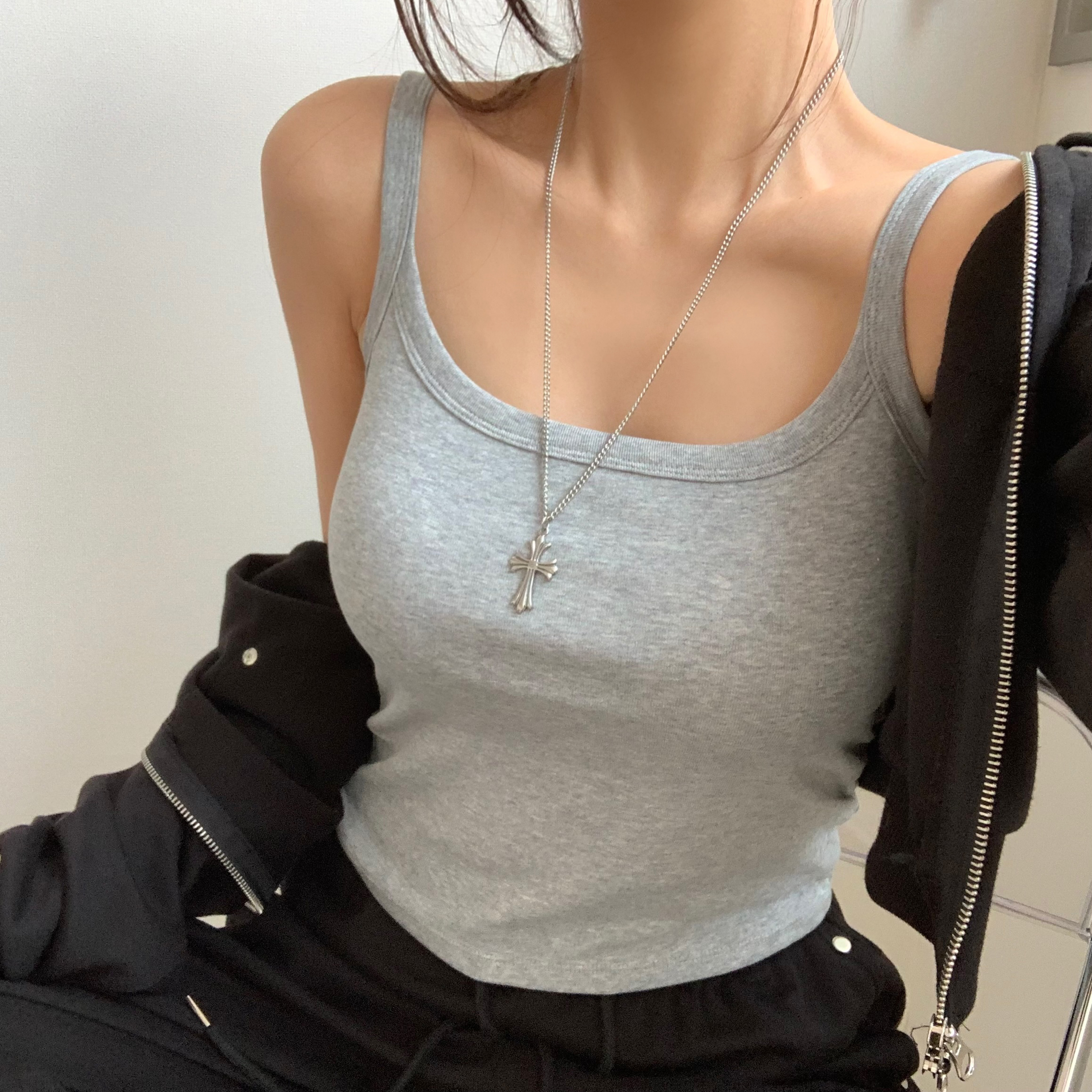 [カップ付き]コットンノースリーブ